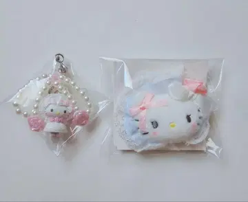 산리오 화이트 프릴 시크릿 헤어 클립 스트랩 키티