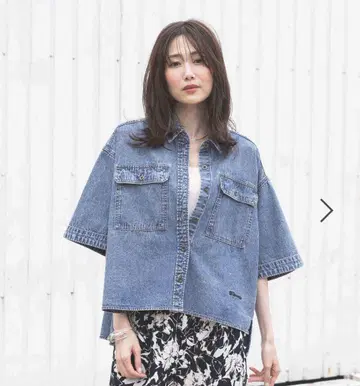 글로벌 워크 GOOD 데님 셔츠 반팔 새상품