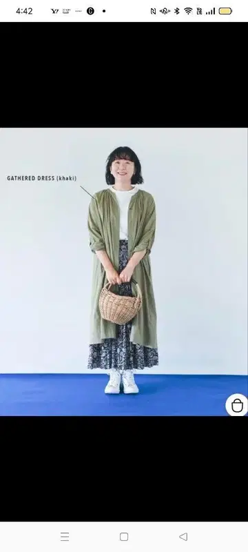 북유럽,  3WAY 뒤처짐 개더 원피스 카키
