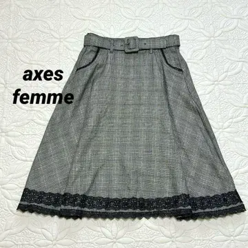 엑시즈팜 axes femme 플레어 스커트 체크 레이스