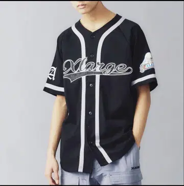 XLARGE 버튼 블랙 셔츠 베이스볼 셔츠