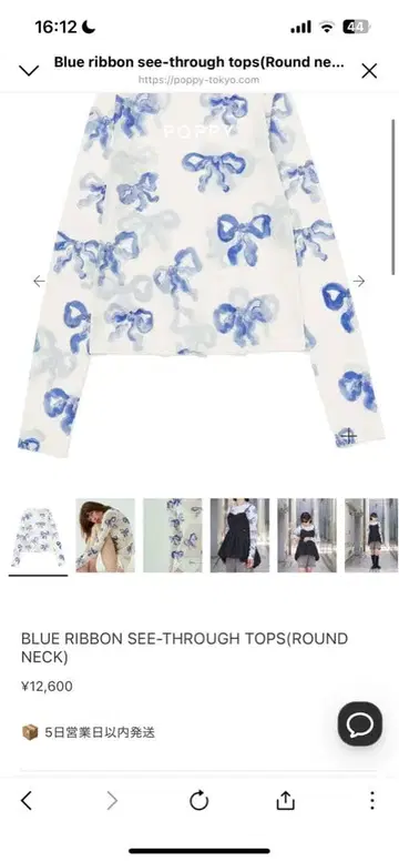 poppy BLUE RIBBON 시스루 탑