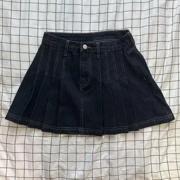 CIDER 다크 데님 플리츠 스커트 XS