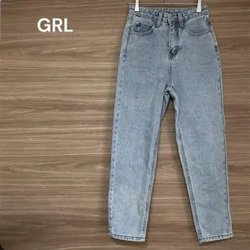 GRL [ XS ] 하이웨스트 라이트 블루 데님 스트레이트 테이퍼드