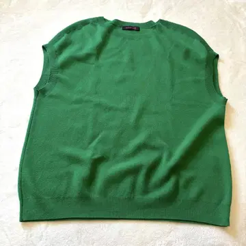 [ CABaN ] 코튼 캐시미어 크루넥 베스트 Green sizeM