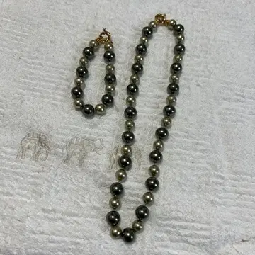 그레이 골드 펄 목걸이와 팔찌 세트