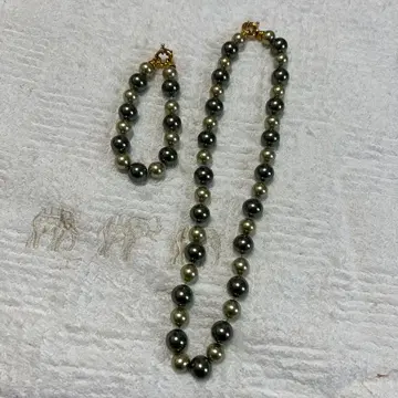 그레이 골드 펄 목걸이와 팔찌 세트