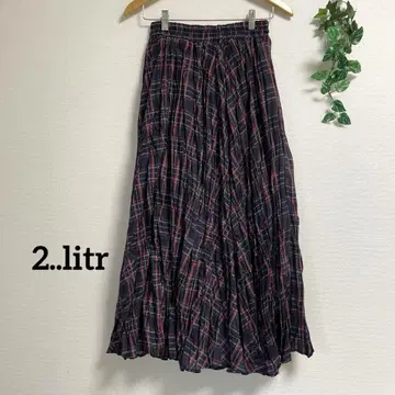 2리터 빨간색 네이비 체크 주름 가공 와셔 플리츠 스커트