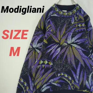 Modigliani 니트 스웨터 올 패턴 남성용 빈티지 M 퍼플