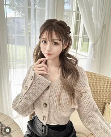 cheri mi 성글게 짠 크롭 가디건