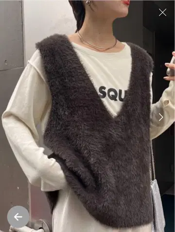 CIAOPANIC TYPY 백 슬릿 에코 퍼 V넥 베스트
