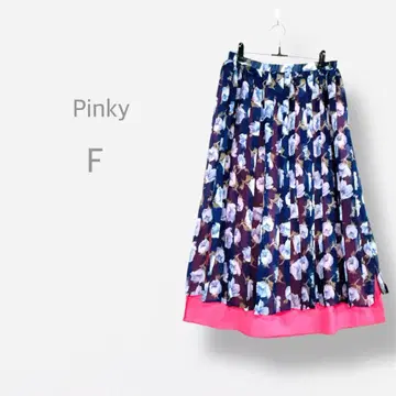 [아즈노우아즈Pinky] 롱 플레어 스커트 플라워 프린트 허리밴딩