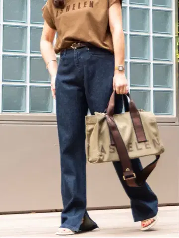 HRM 아쉬아르엠 슬릿 면린넨 데님 팬츠