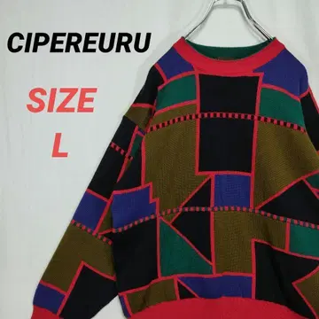 CIPEREURU 스웨터 멀티 컬러 기하학 패턴 남성용 빈티지