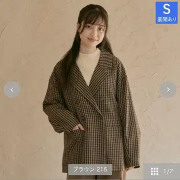 시마무라 choco 콜라보 체크 무늬 오버 사이즈 자켓