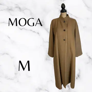 새상품급 [ MOGA ] 하이넥 울 롱 코트 탄탄한 원단 기모 브라운 M