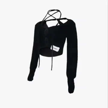 S fluffy tie tops cropped 블랙