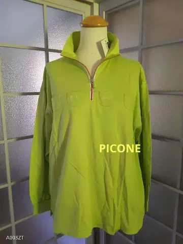 택 포함 PICONE 피케 셔츠 집업 그린 긴팔