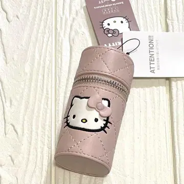 로리즈팜 헬로키티 퀼팅 립 파우치 키 참 핑크