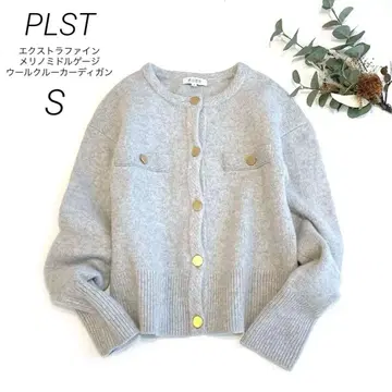 PLST 엑스트라 파인 메리노 미들 게이지 울 크루 가디건 S