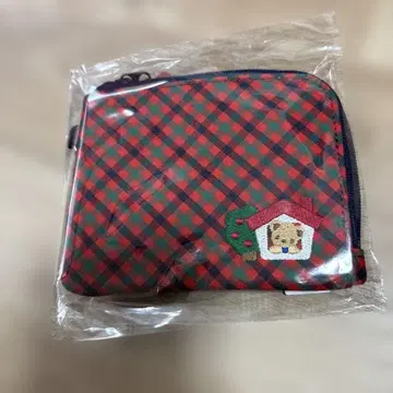 familiar 패스 케이스 빨간색 그린 체크 무늬 새상품