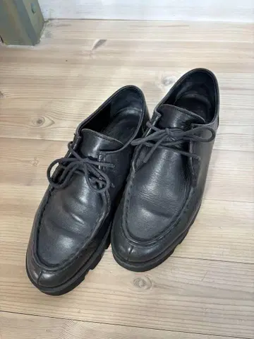 블랙 가죽 신발 러버 솔