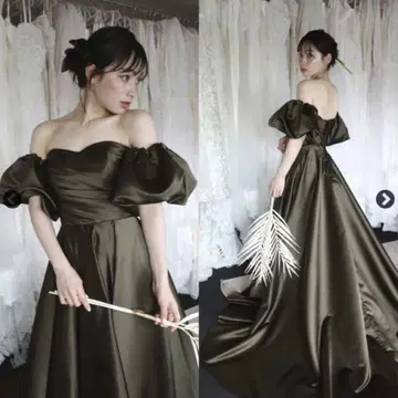 [ DRESS PRODUCTION ] 올리브 그린 새틴 컬러 드레스 S