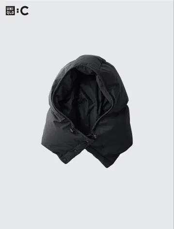 유니클로C 나일론 후디드 넥워머 블랙