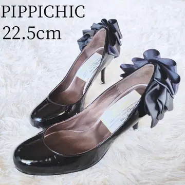 PIPPICHIC 핑힐 백프릴 리본 에나멜 22.5cm 블랙