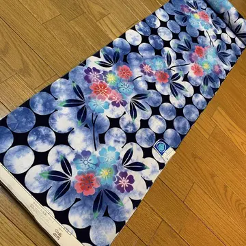꽃무늬 유카타 옷감 미야마 코마 실 사용 면 [ K-855 ]