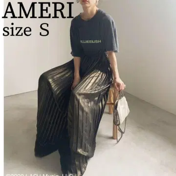 AMERI LAME PLEATS SUSPENDER PANTS S