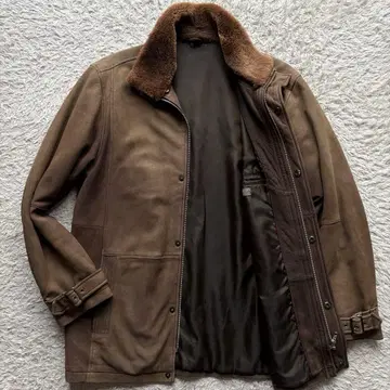 양가죽 XL 사이즈 WIND ARMOR 가죽 자켓 옷깃 무스탕 브라운