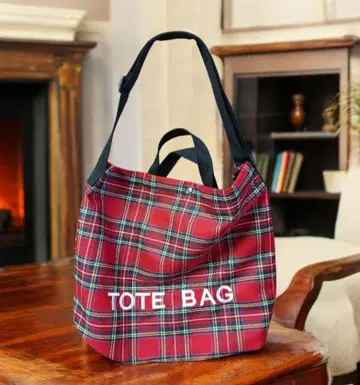 [ 익명 배송 ] 체크 무늬 토트백 TOTE BAG 빨간색