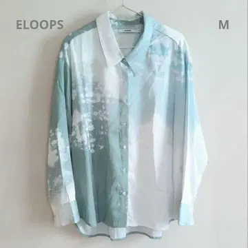 [ ELOOPS ] 드레이프 디자인 프린트 셔츠 블라우스 그린 M