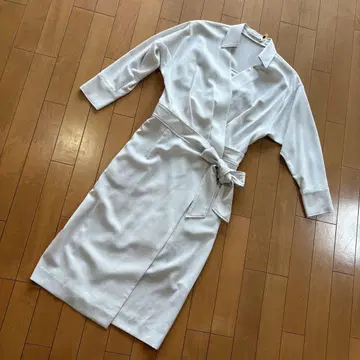 랩 원피스 긴팔 허리 리본