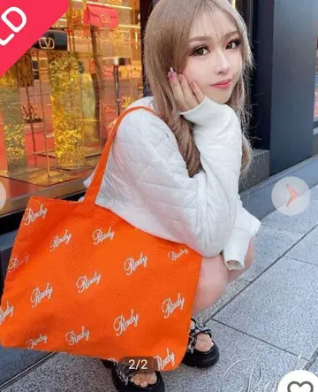 새상품 Rady짱 토트백 로고 로고 네온 오렌지 대