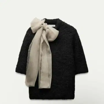 [ ZARA ] 오간자 리본 니트탑
