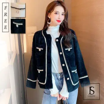 퍼 스타일 블랙 자켓 프리 사이즈