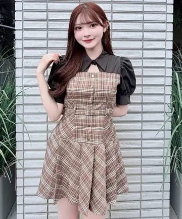 셔츠 도킹 플리츠 미니 원피스