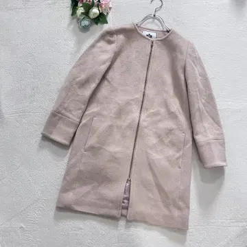예나스로브 [ S 상당 ] 노카라 코트 지퍼 스트레이트 라인 미들 기장