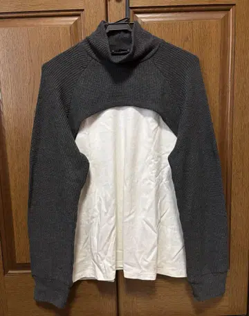 ZARA 터틀넥 니트 그레이/화이트