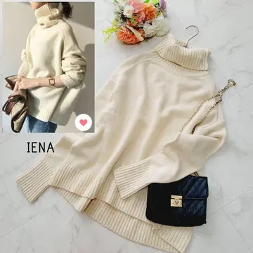 새상품급*IENA*AQUA 하이넥 와이드 풀오버*아이보리