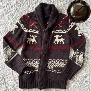 새상품급 남성용 비기 숄카라 가디건 카우 브라운 L 3