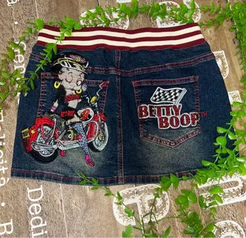 미사용 새상품 여성용 데님 미니 스커트 베티 붑 베티 자수