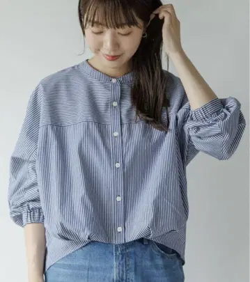 어반 리서치 써니 레이블 [WEB 한정판] 프론트 턱 밴드 카라 셔츠