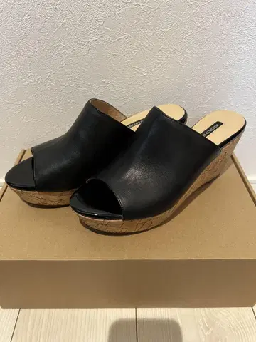 뮬 샌들 24cm 웨지솔 블랙