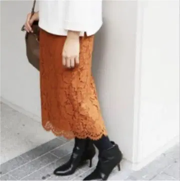 IENA 레이스 타이트 스커트 오렌지 S 사이즈