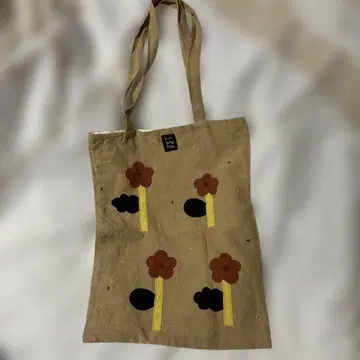 pot and tea 토트백 브라운 꽃 패턴