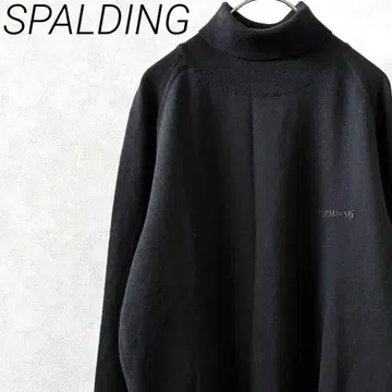 SPALDING 니트 모 100% 터틀넥 로고 자수 심플 빅