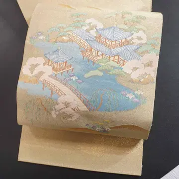 정원 풍경 순수 실크 후쿠로 오비 포멀 다도회 a582